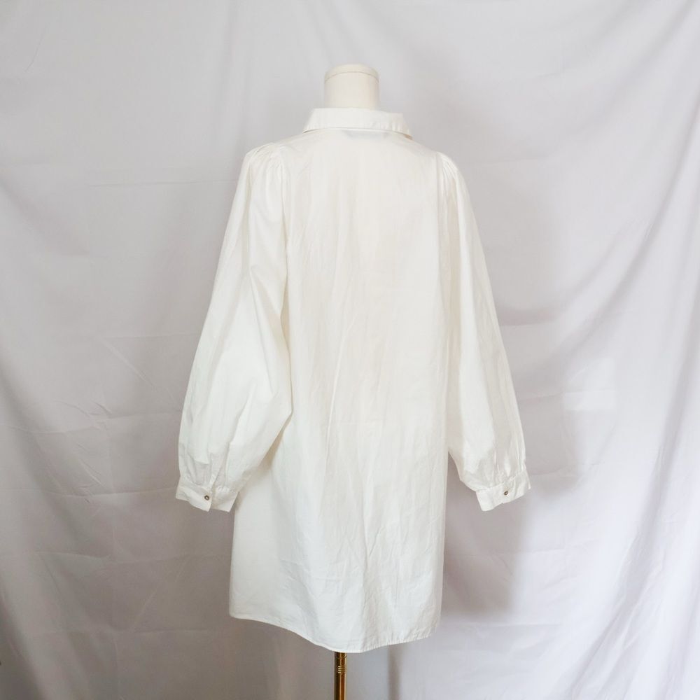 Zara Women's White Cotton Poplin Embroidered Shirt Dress - Medium - Picture 5 of 10